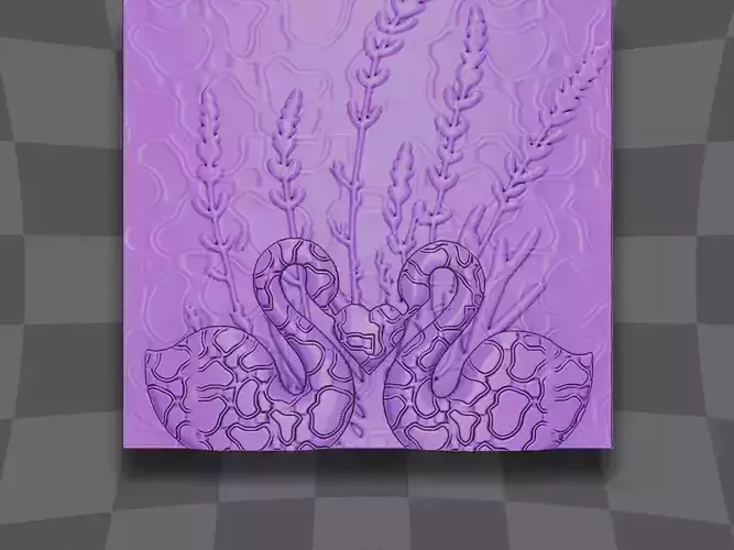 The couple beautiful swans and heart design 3D print model