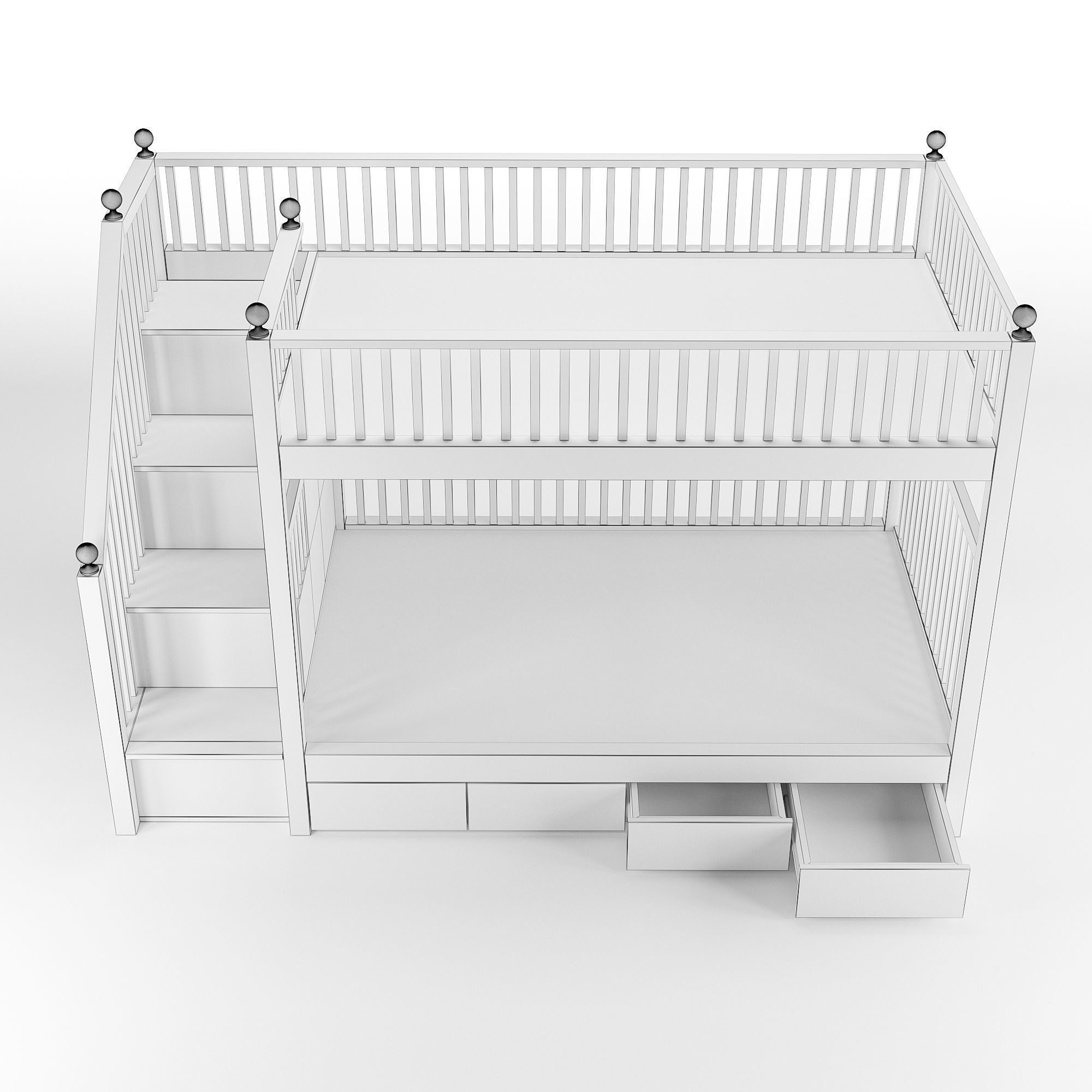 Kids bunk bed Low-poly 3D model_7