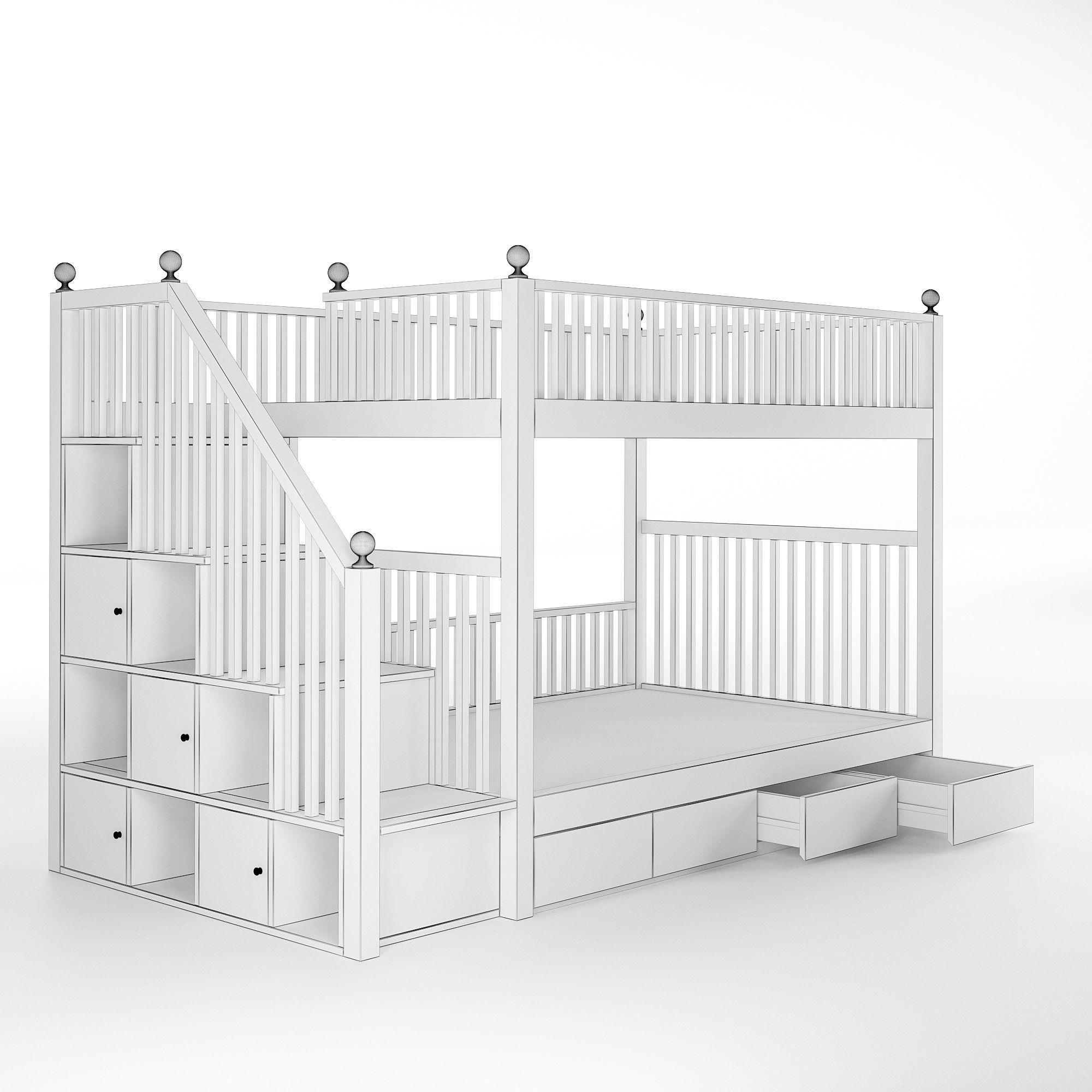 Kids bunk bed Low-poly 3D model_6