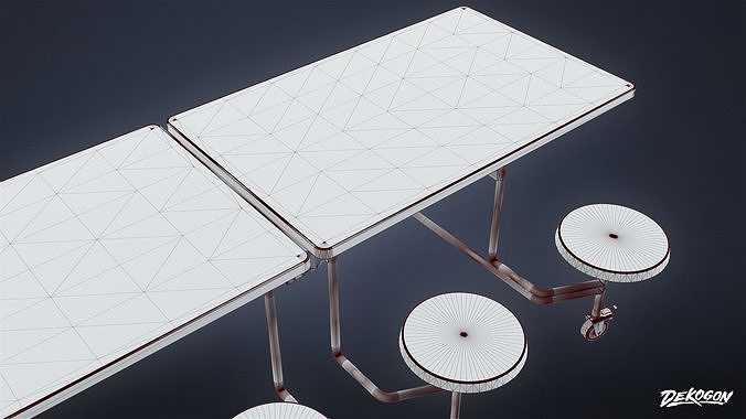 SCHOOL - School Dining Table - LOW POLY AND NANITE Low-poly 3D model 7