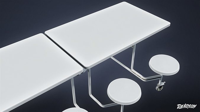 SCHOOL - School Dining Table - LOW POLY AND NANITE Low-poly 3D model 6