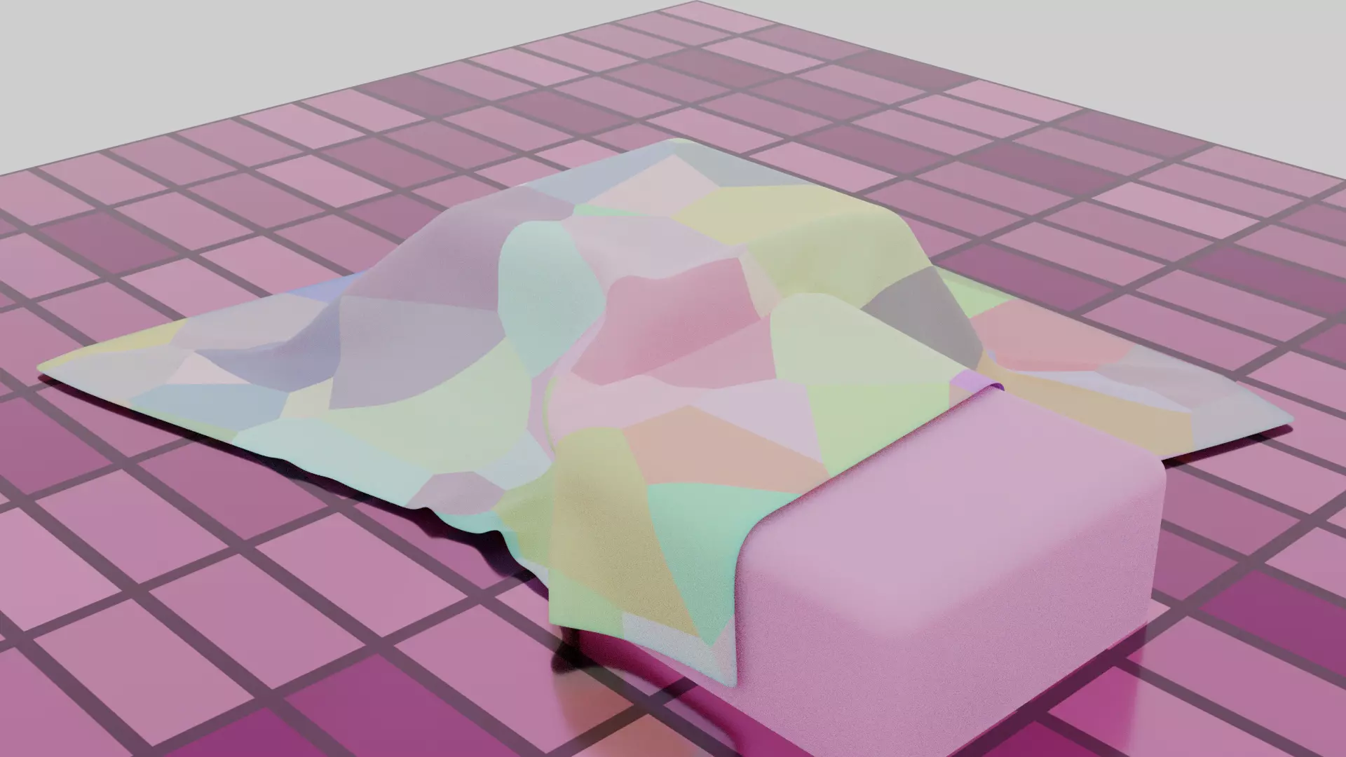 Blanket on cubes animation Low-poly 3D model_0