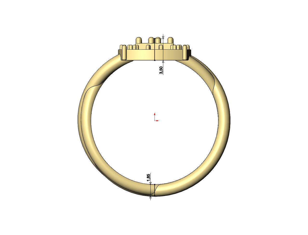 Diamond cluster triple hoop wire ring US sizes 7to11 3D print model_7