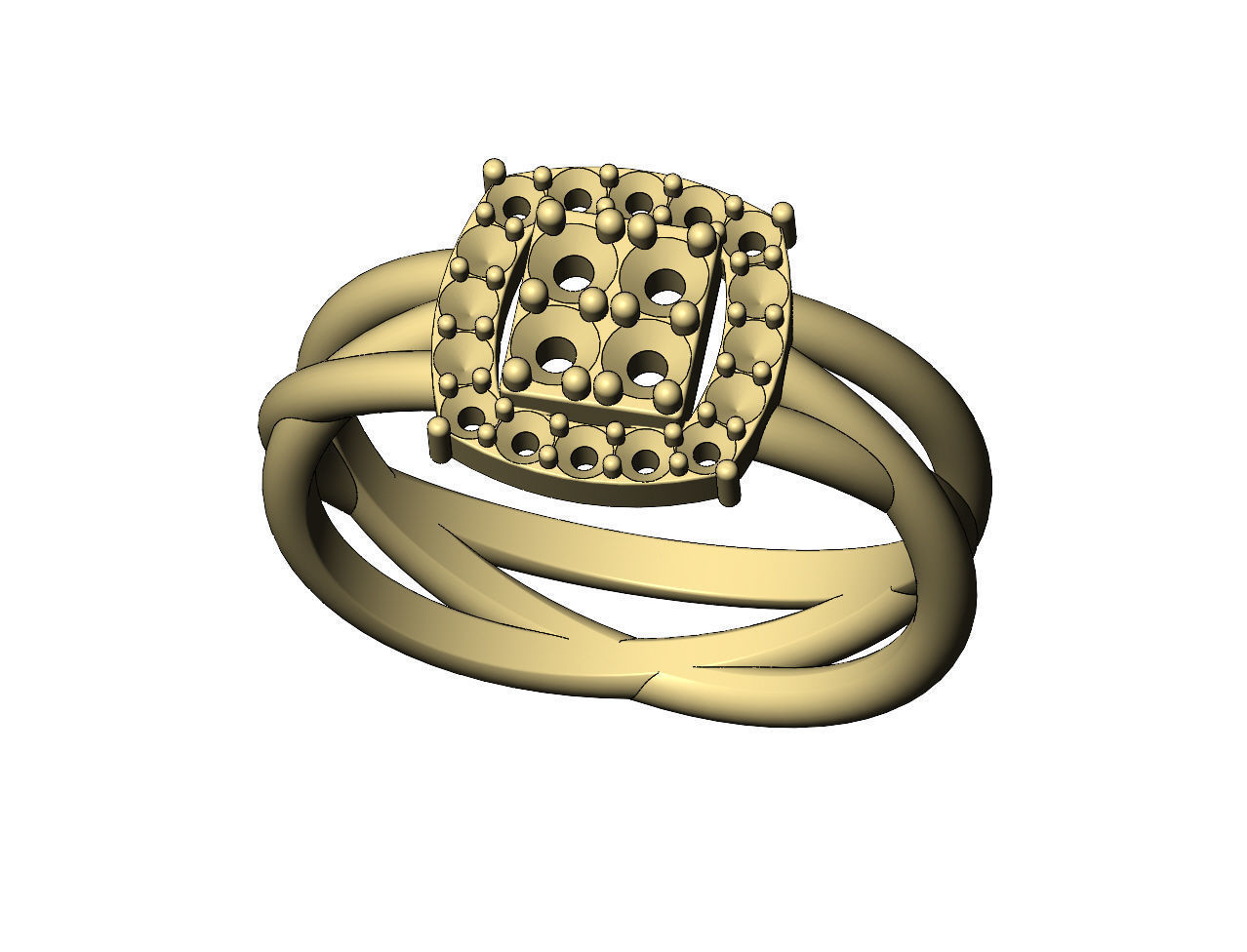 Diamond cluster triple hoop wire ring US sizes 7to11 3D print model_6