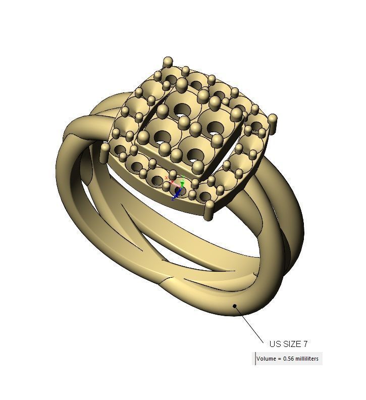 Diamond cluster triple hoop wire ring US sizes 7to11 3D print model_17