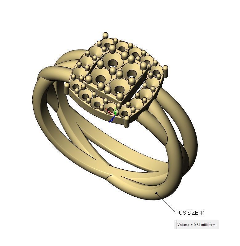 Diamond cluster triple hoop wire ring US sizes 7to11 3D print model_13