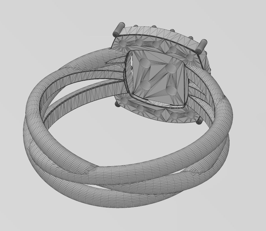 Diamond cluster triple hoop wire ring US sizes 7to11 3D print model_16