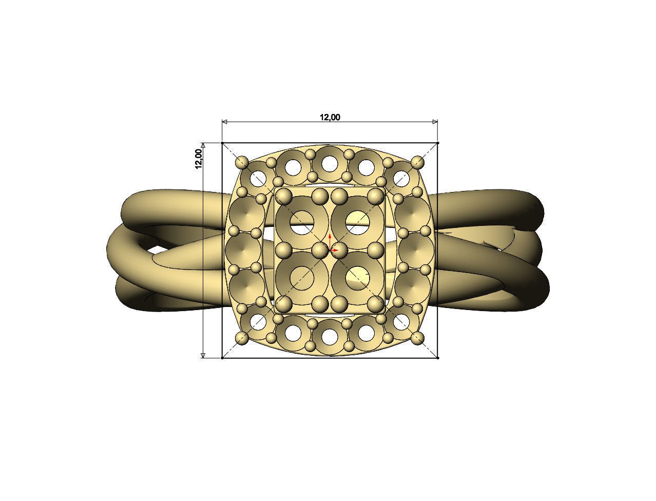 Diamond cluster triple hoop wire ring US sizes 7to11 3D print model_8