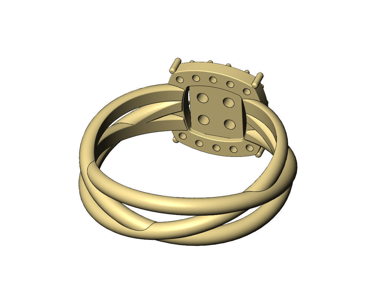 Diamond cluster triple hoop wire ring US sizes 7to11 3D print model_9