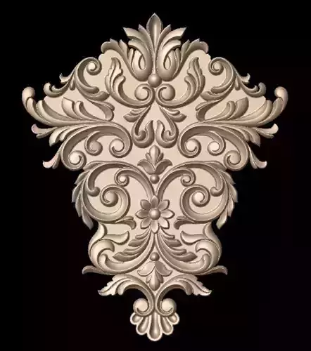Floral 3D Bas Relief Ornament Scalable  for CNC Machining 3D print model