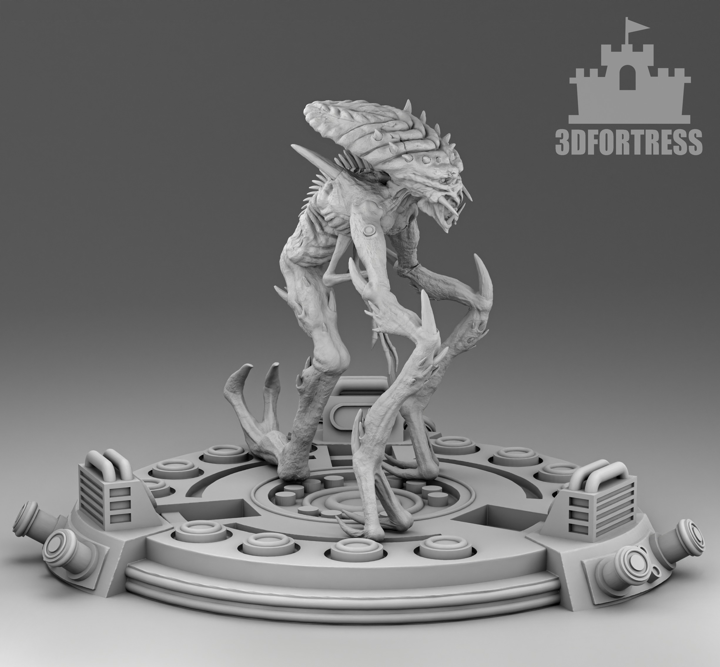 Alien with thee legs 3D print model_1