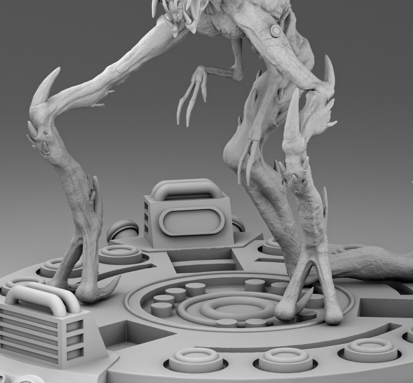 Alien with thee legs 3D print model_5