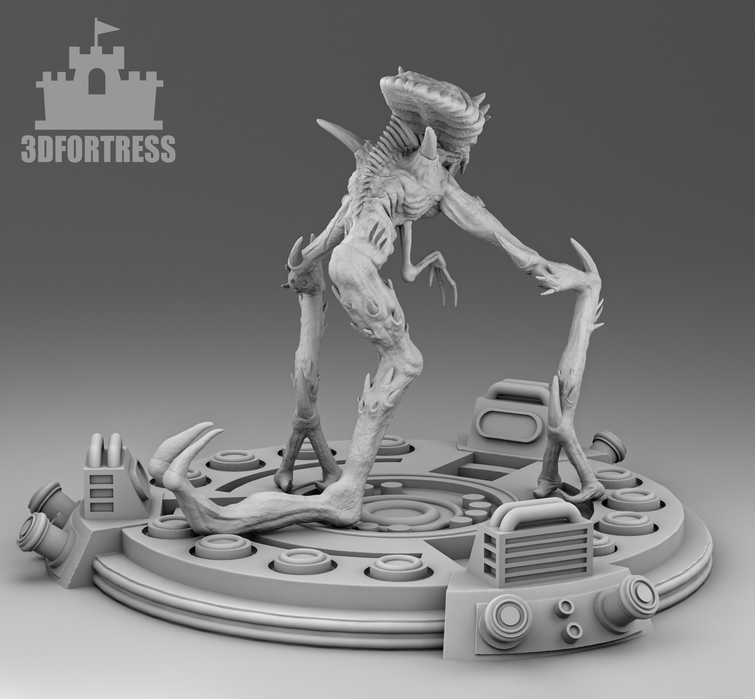Alien with thee legs 3D print model_2