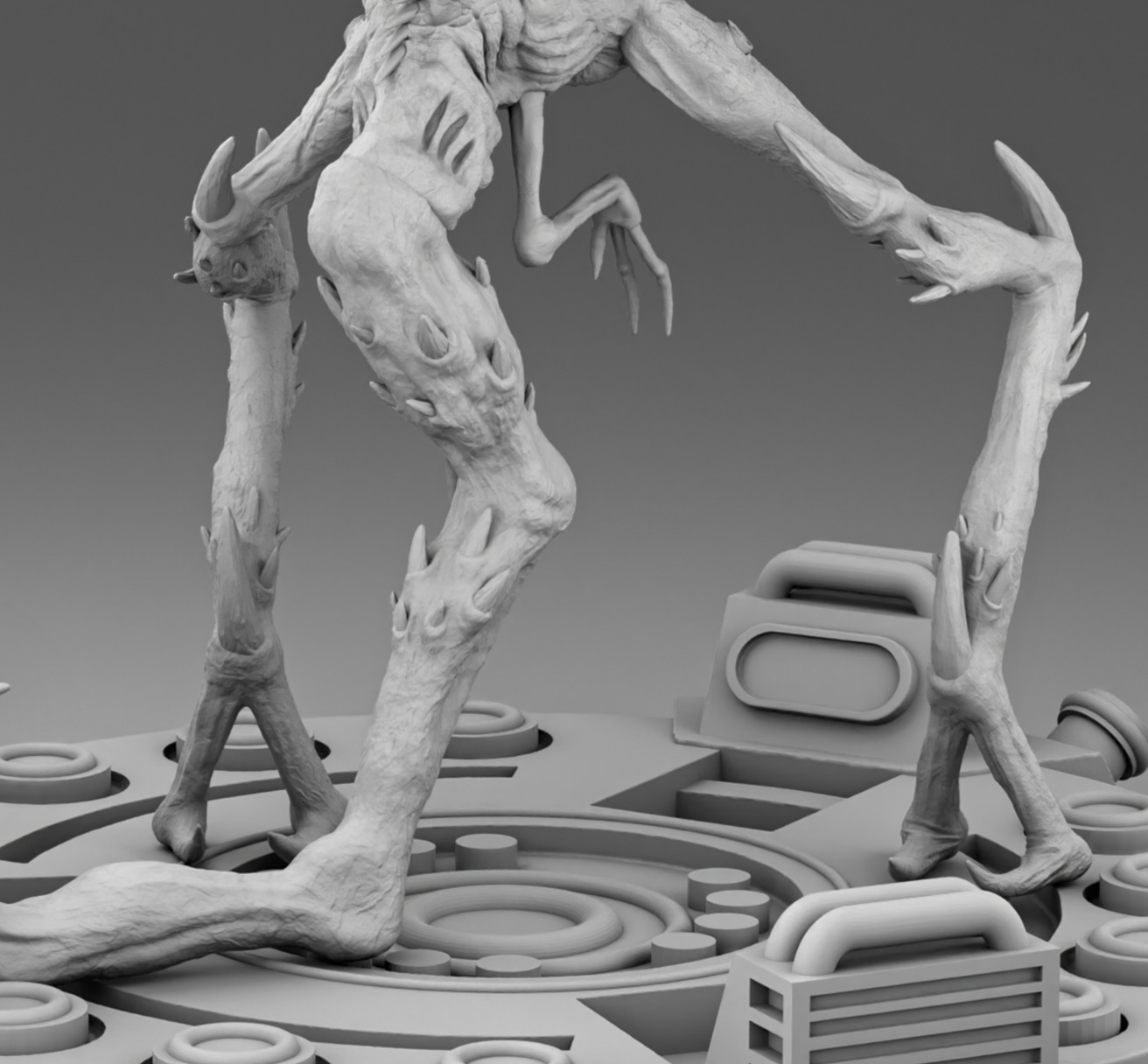 Alien with thee legs 3D print model_12