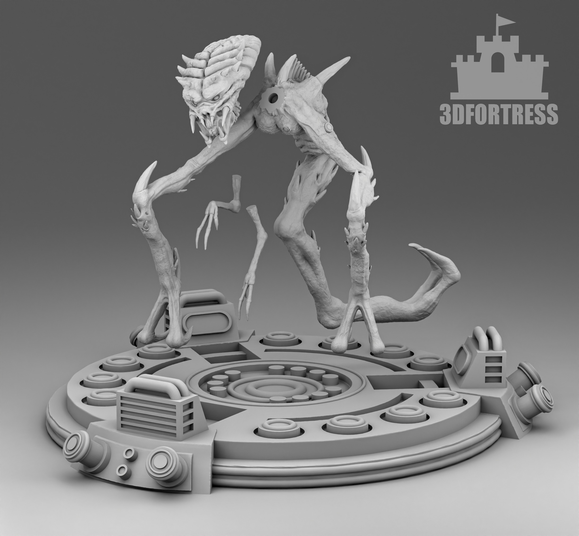 Alien with thee legs 3D print model_3