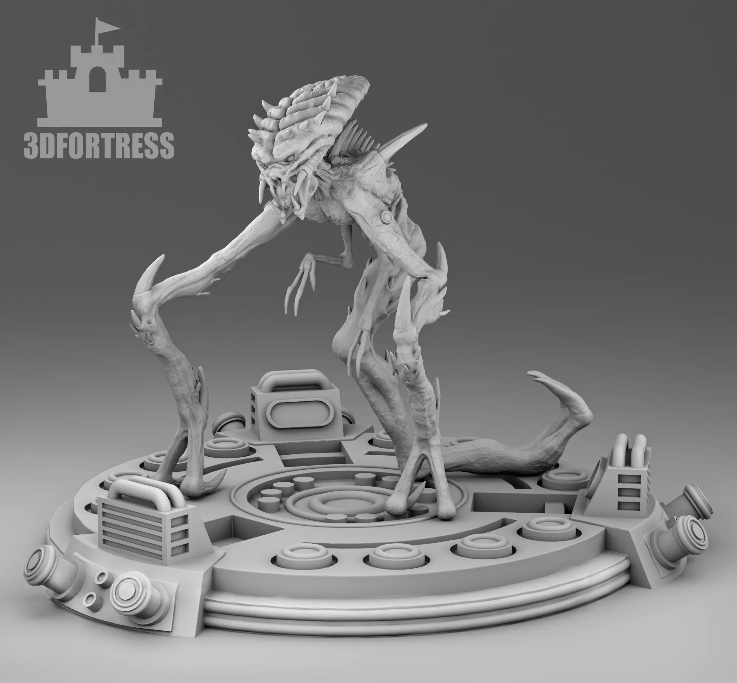 Alien with thee legs 3D print model_0