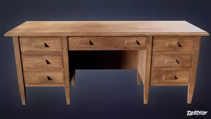 SCHOOL - Teachers Desk 01 - LOW POLY AND NANITE