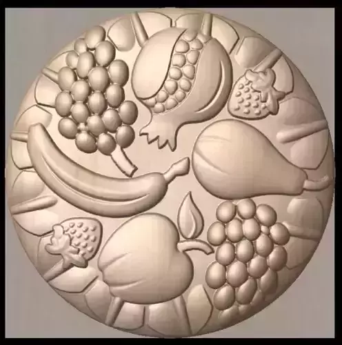 Fruit-Themed 3D Bas Relief Model for CNC and Engraving