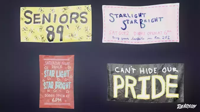 SCHOOL - Wall Signs 01 - LOW POLY AND NANITE Low-poly 3D model