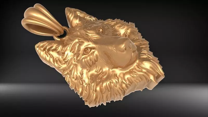 Wolf Head Pendant 3D print model_0