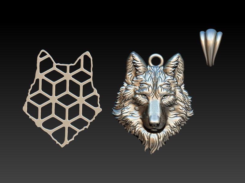 Wolf Head Pendant 3D print model_31