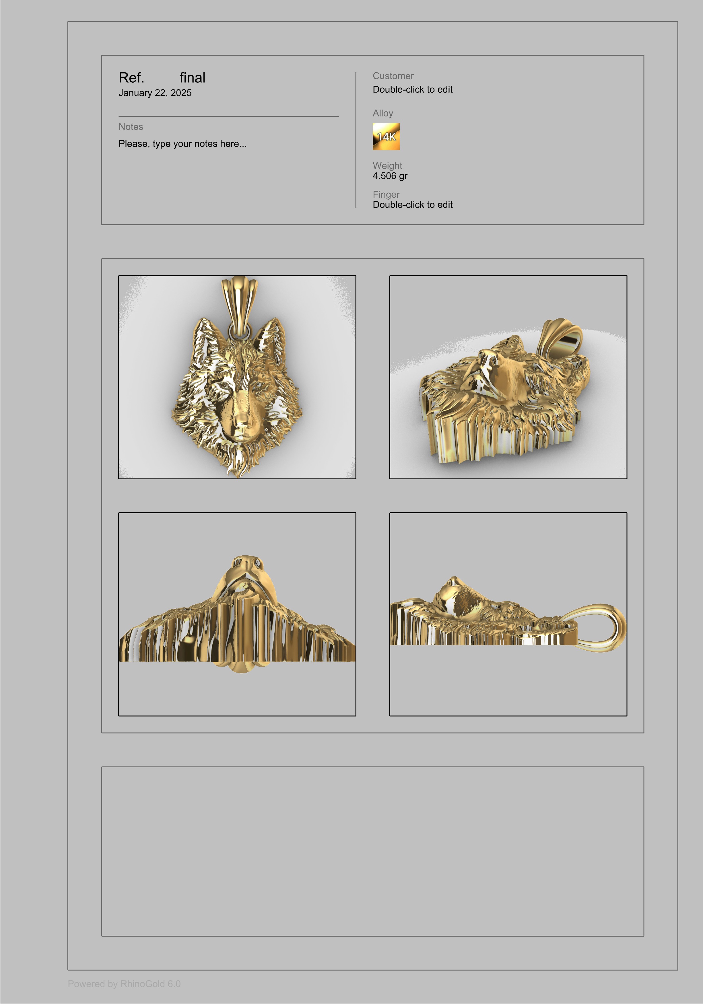 Wolf Head Pendant 3D print model_22