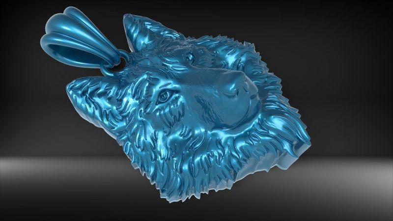 Wolf Head Pendant 3D print model_15
