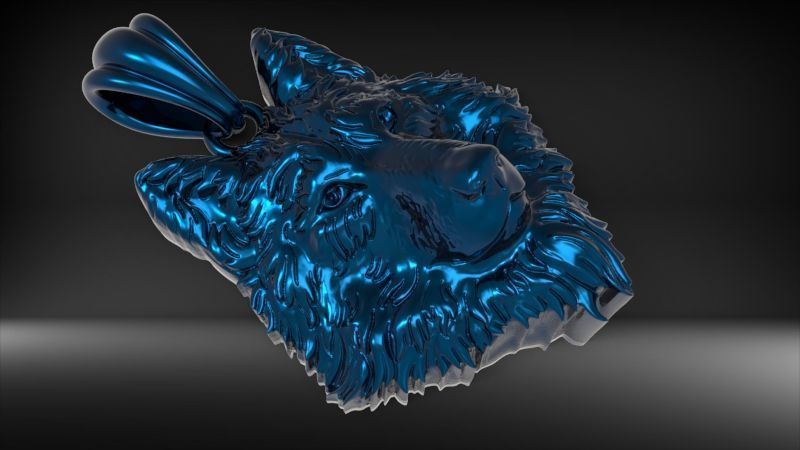 Wolf Head Pendant 3D print model_8