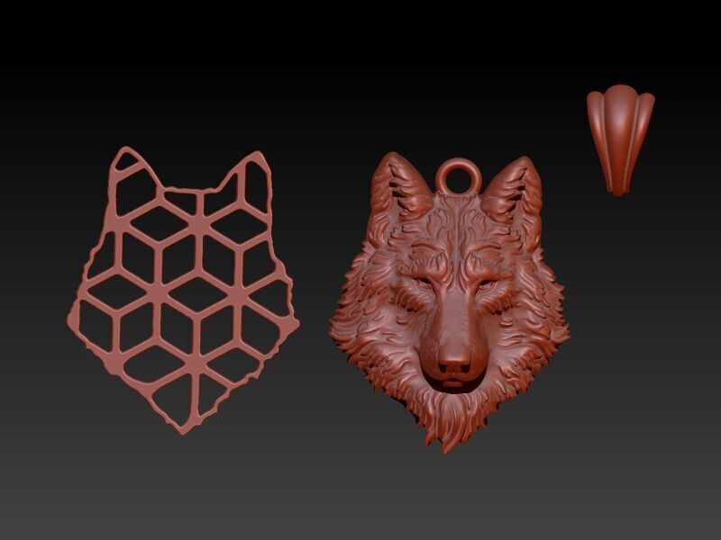 Wolf Head Pendant 3D print model_4