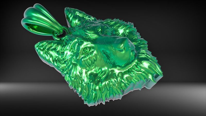 Wolf Head Pendant 3D print model_7