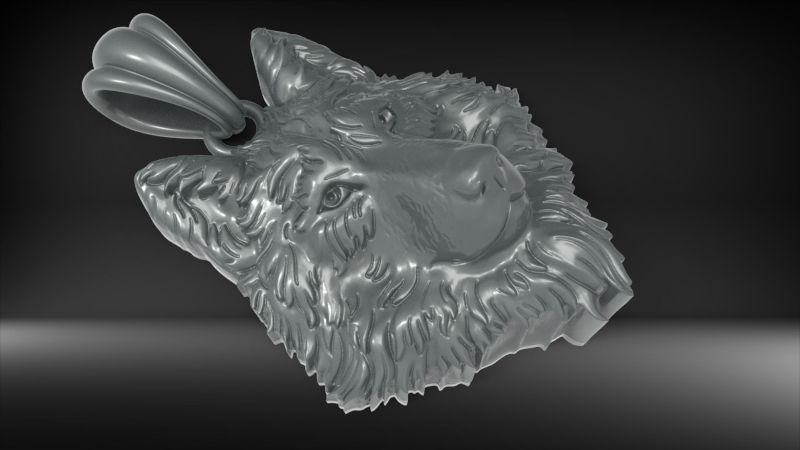 Wolf Head Pendant 3D print model_14