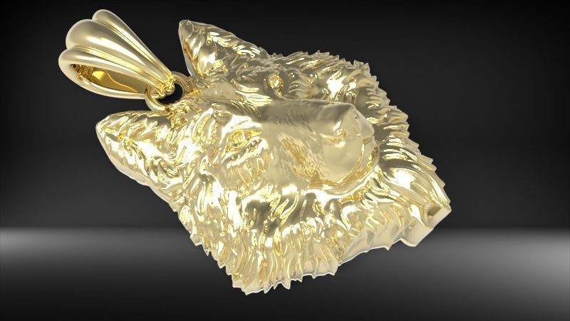 Wolf Head Pendant 3D print model_9