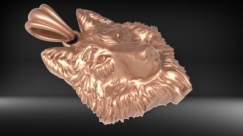 Wolf Head Pendant 3D print model_5