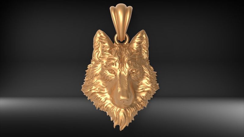 Wolf Head Pendant 3D print model_3