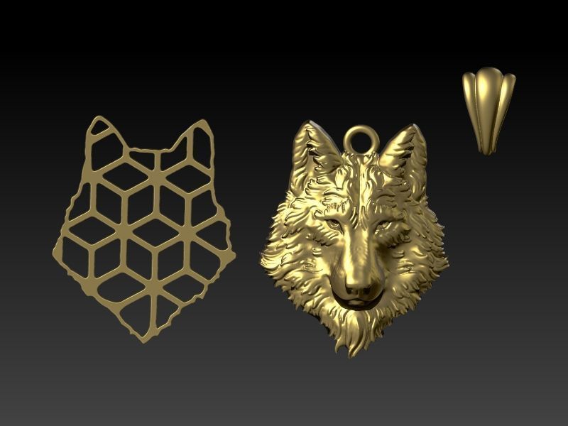 Wolf Head Pendant 3D print model_1