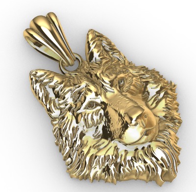 Wolf Head Pendant 3D print model_29