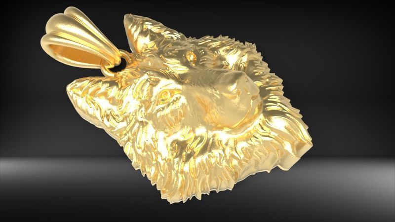Wolf Head Pendant 3D print model_2