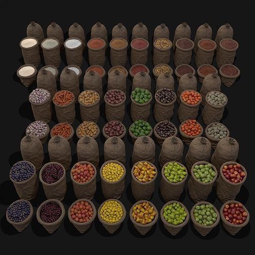 Farmers Crops and Sacks 3D Model Collection_2