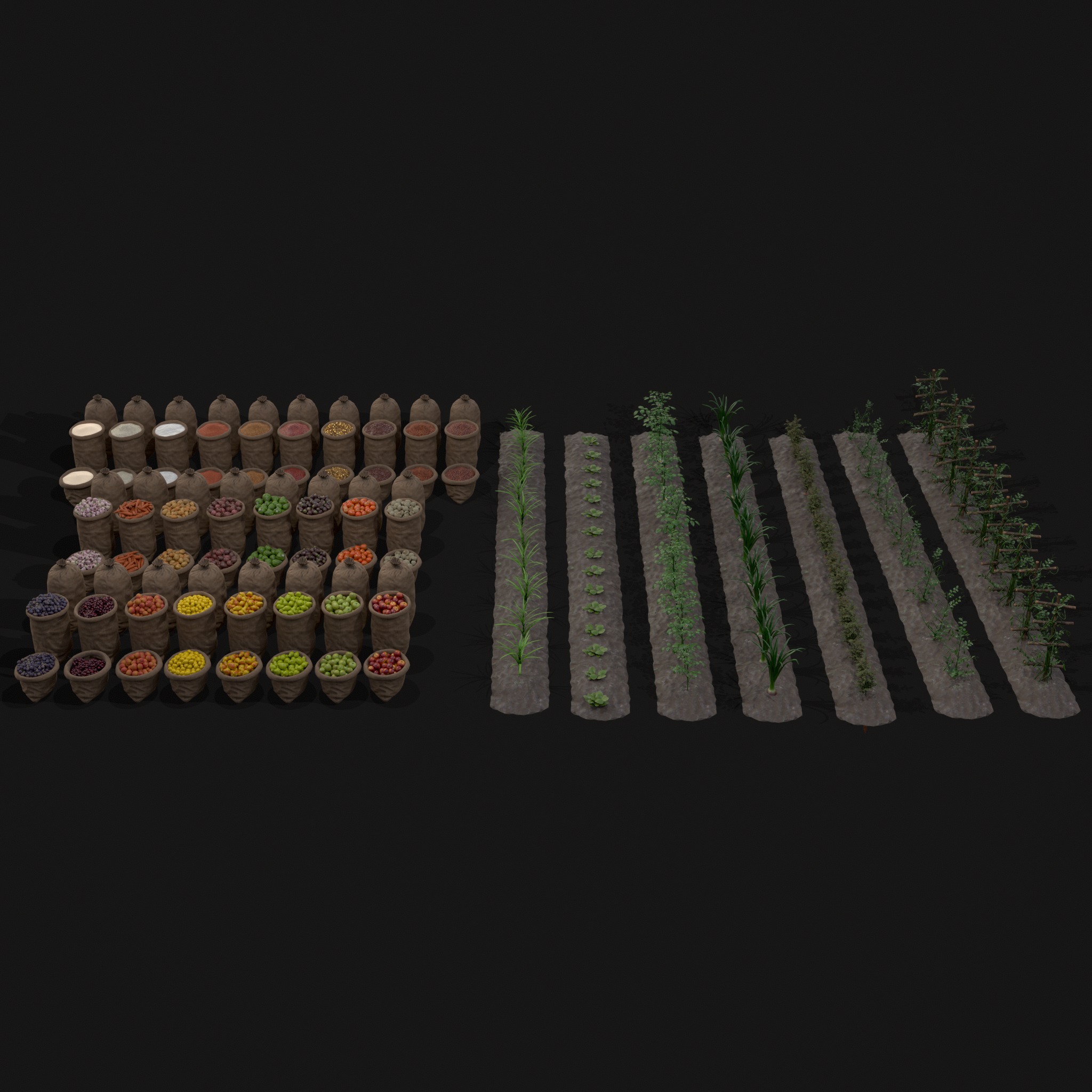 Farmers Crops and Sacks 3D Model Collection_15