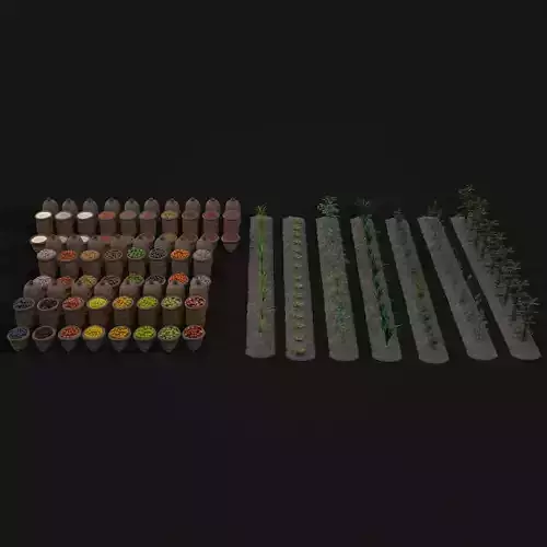 Farmers Crops and Sacks 3D Model Collection