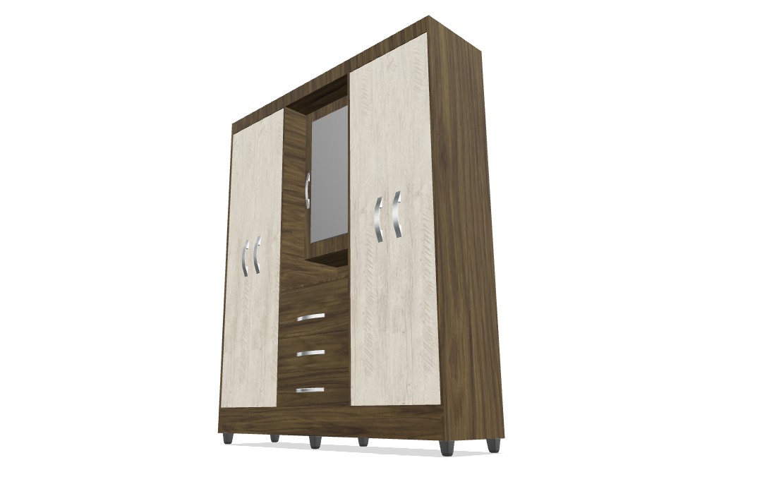 Elegant Wardrobe Closet with Mirror 3D model_2
