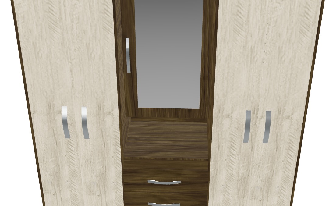Elegant Wardrobe Closet with Mirror 3D model_3