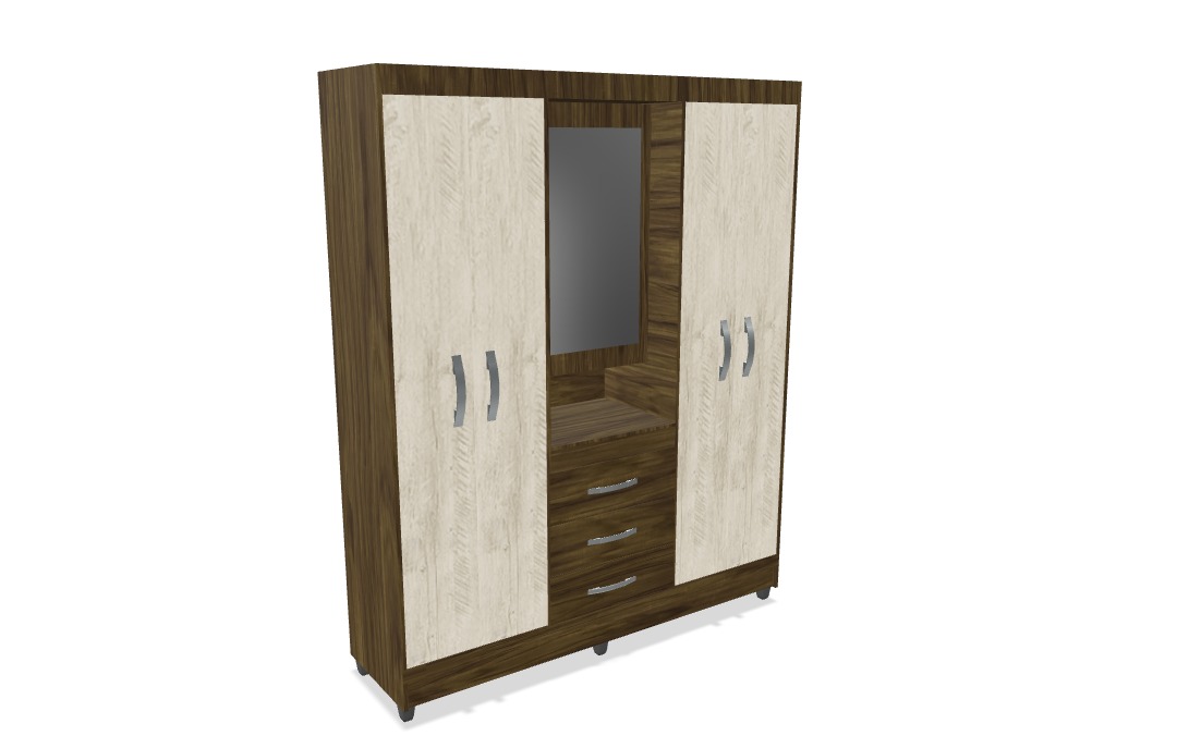 Elegant Wardrobe Closet with Mirror 3D model_1