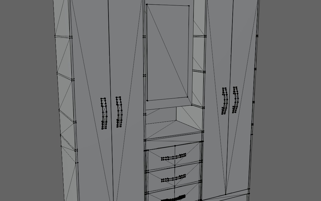 Elegant Wardrobe Closet with Mirror 3D model_8