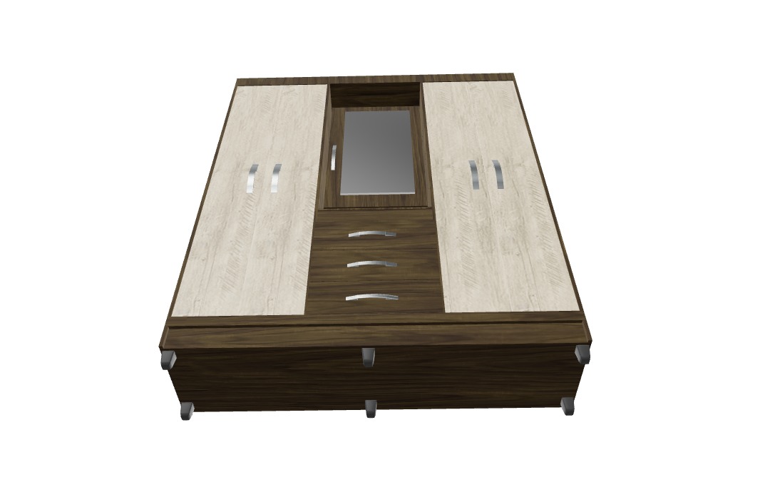 Elegant Wardrobe Closet with Mirror 3D model_9