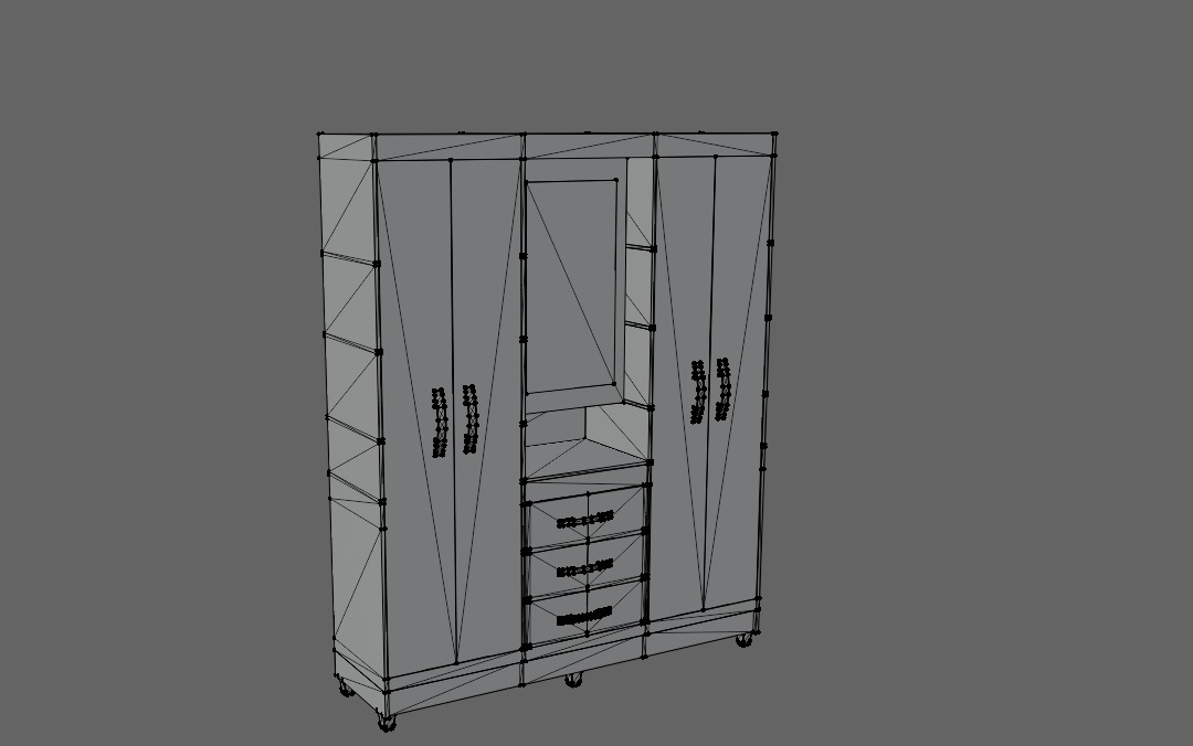 Elegant Wardrobe Closet with Mirror 3D model_6
