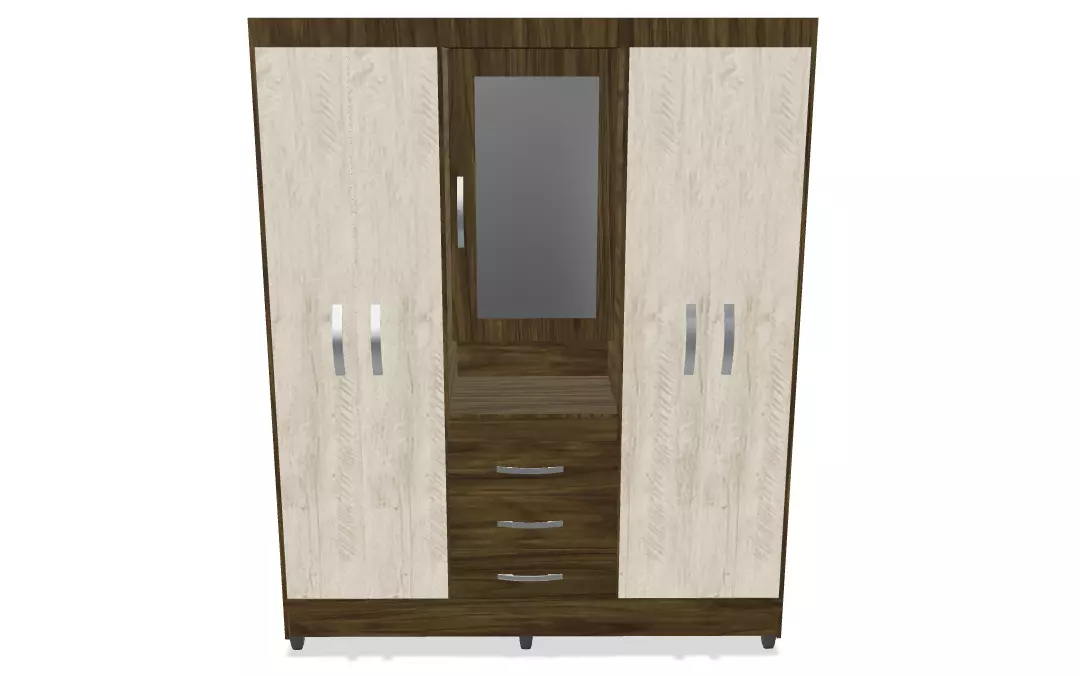 Elegant Wardrobe Closet with Mirror 3D model_0