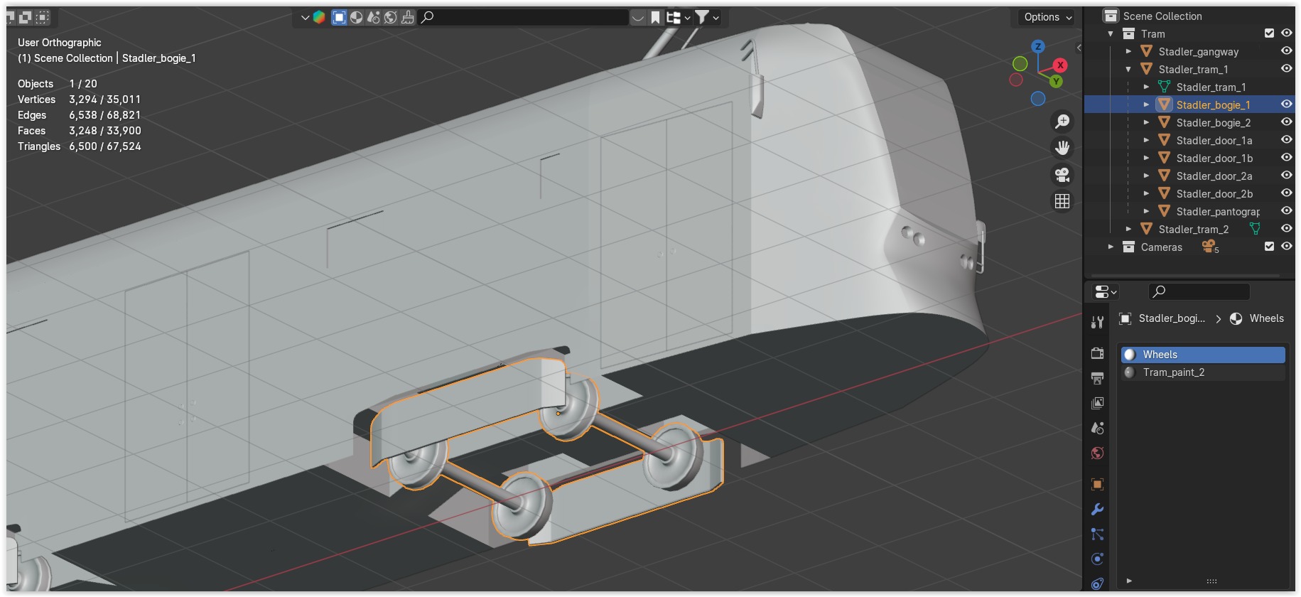 Stadler tram exterior 3D model_9