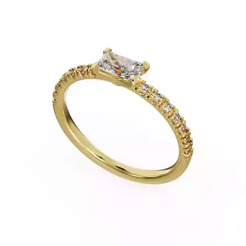 Engagement princess diamond ring 3D print model