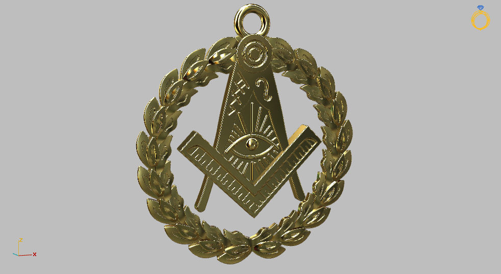 masonic pendant 3D print model_9